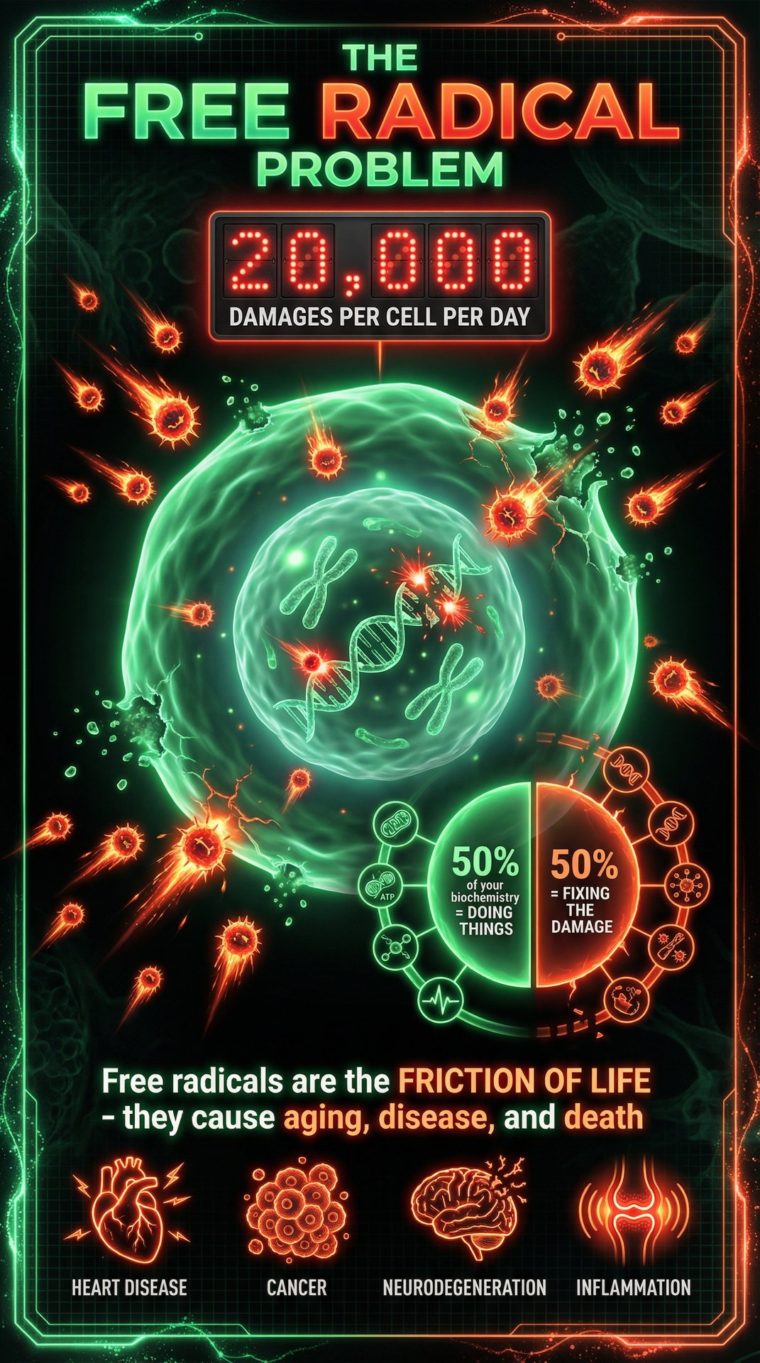 The Free Radical Problem - 20,000 damages per cell per day